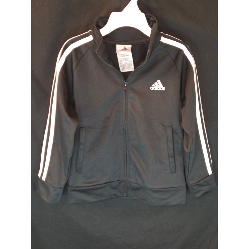 Adidas Tracksuit Set Kids 4T Black White‎ Three Stripe Jacket Pants Outfit